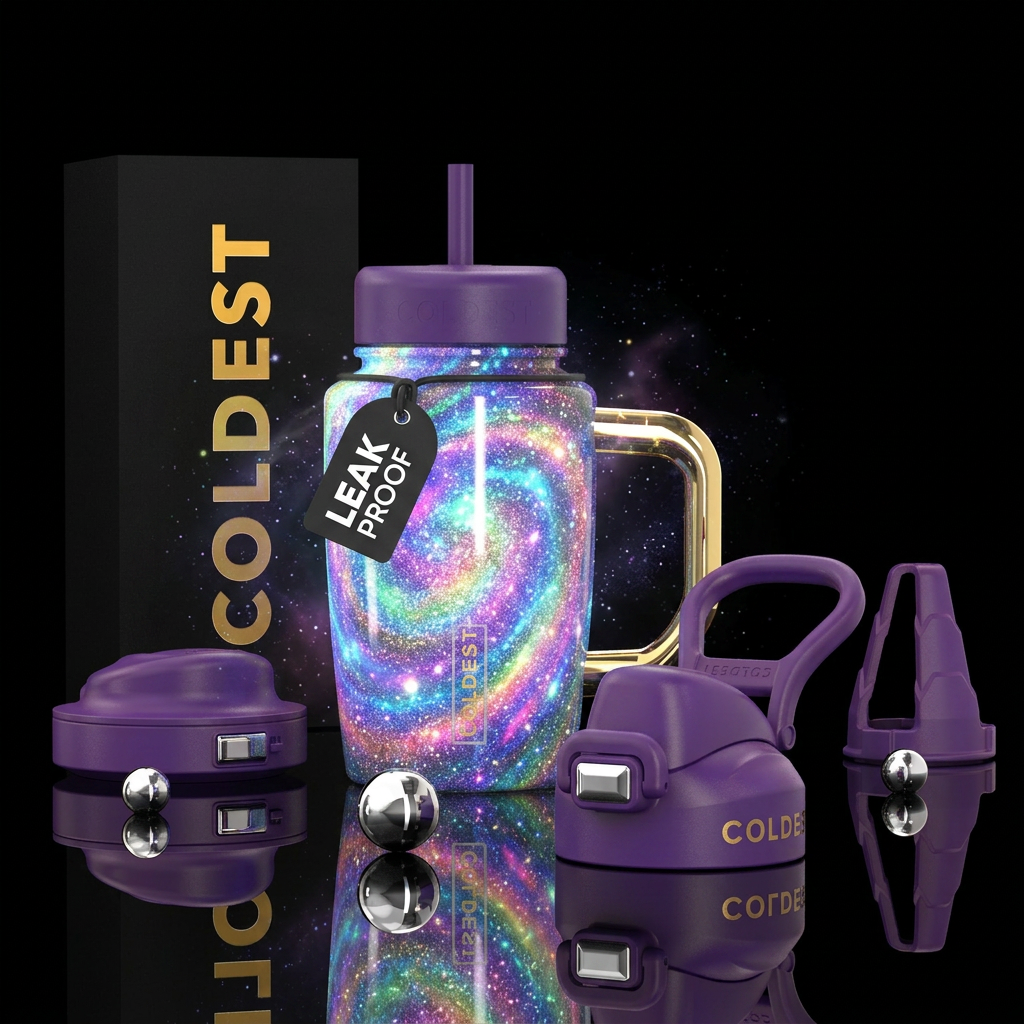 mystical, rainbow, glowie, sparkly, stylistic, art... water bottle design
