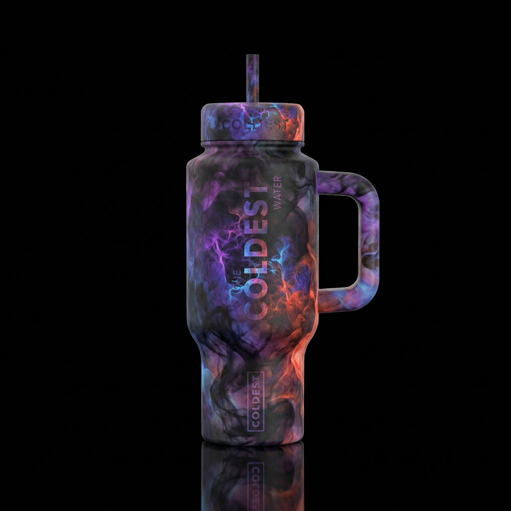 inbued, darkness, watercolor, smoke, abstract, vib... water bottle design