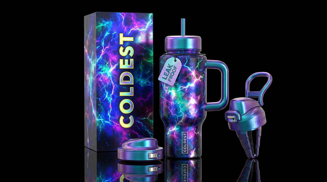 electric, explosive, stylistic, vibrant, beautiul,... water bottle design