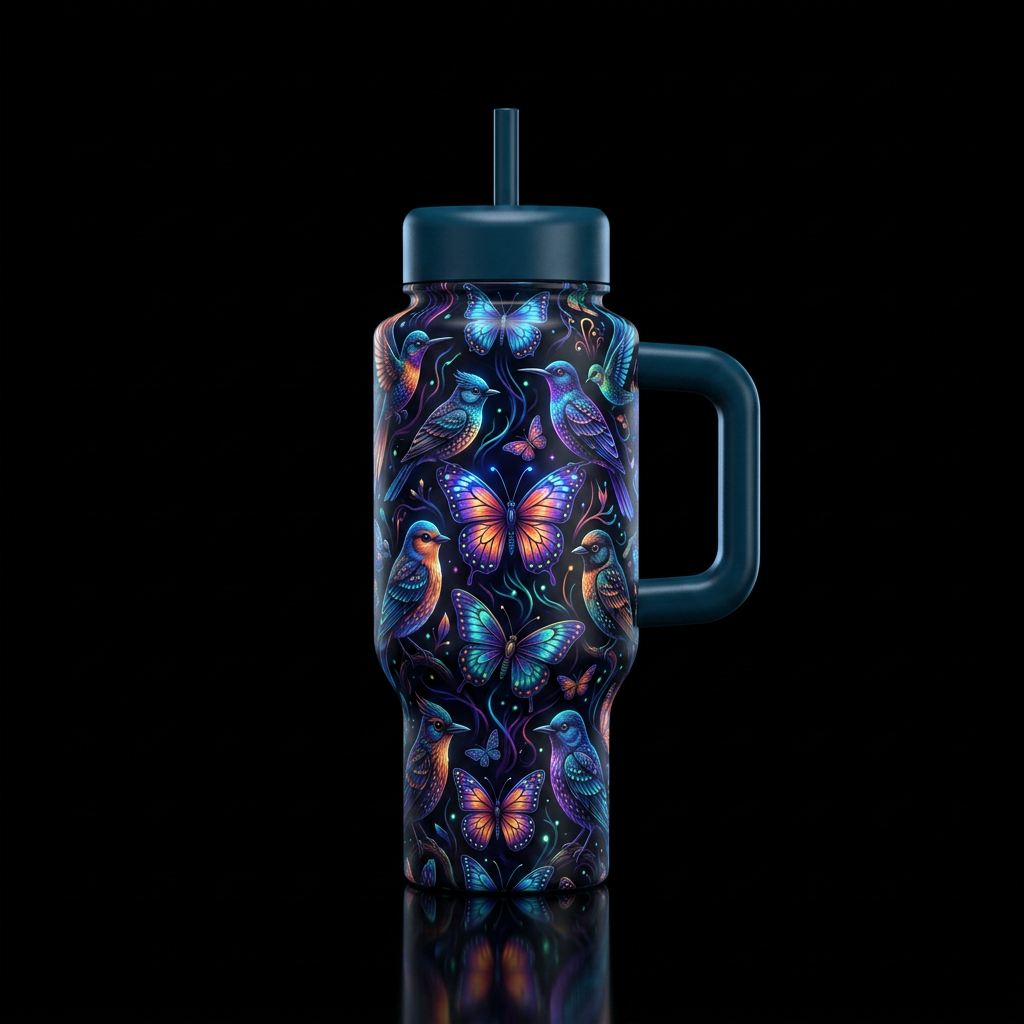 enchanting,hypnotic, haunted, inbued, glowie, dark... water bottle design