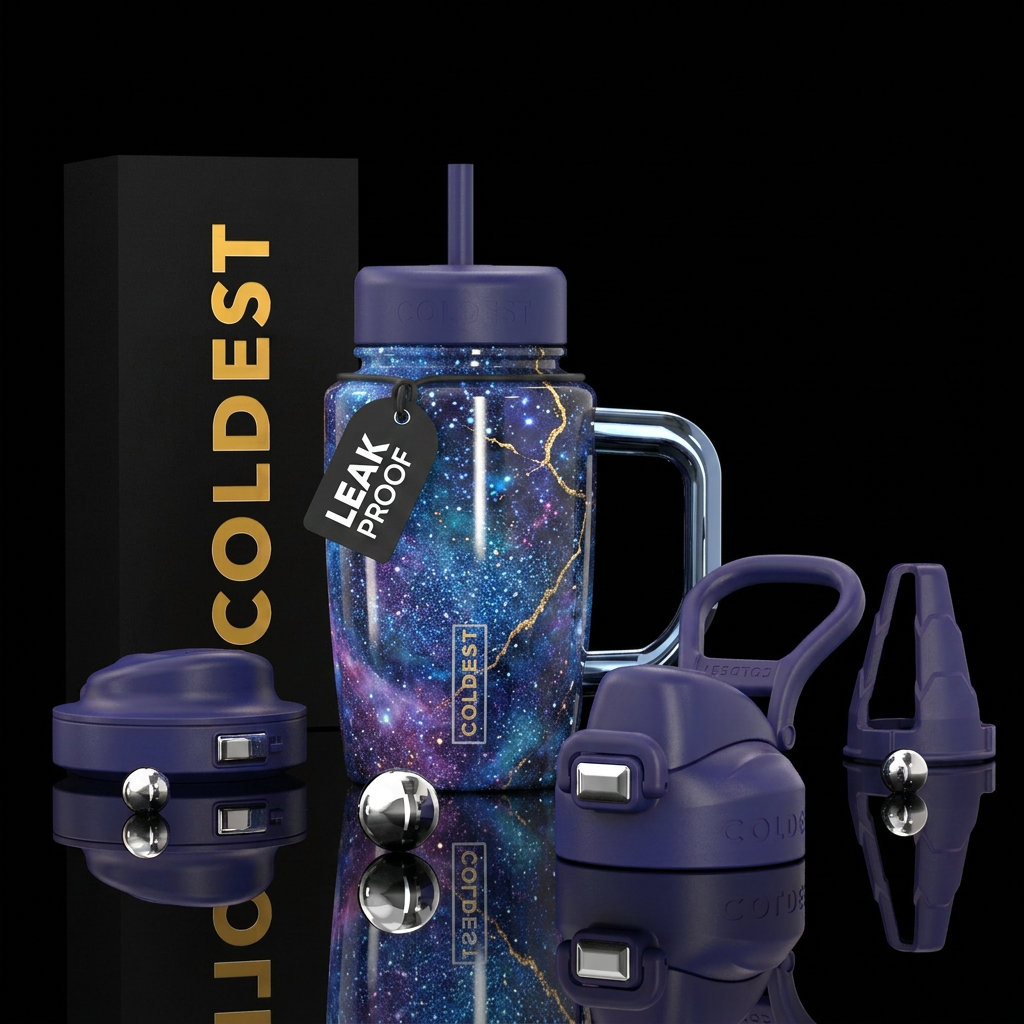 Abstract starry night mezmering shiny sparlky water bottle design