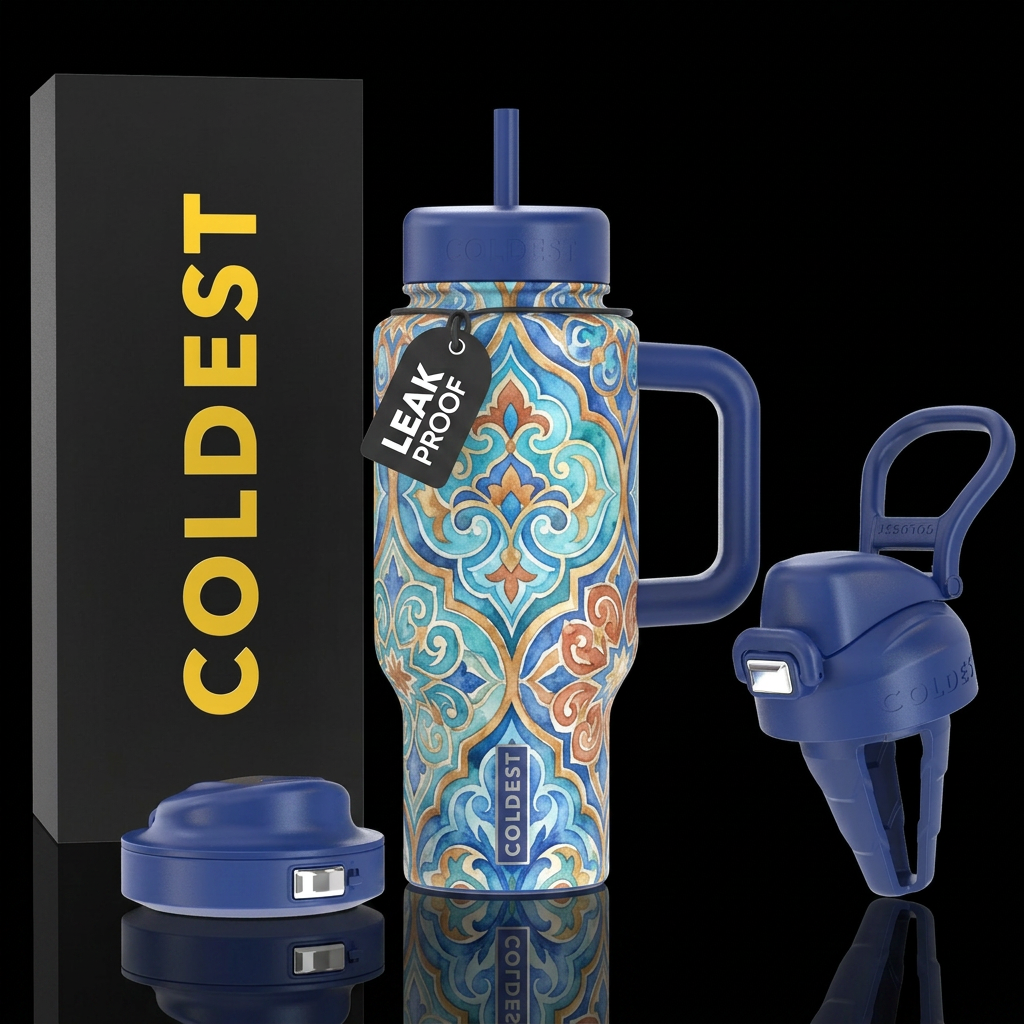 Moroccan,Marrakech, beautiul, vibrant,, watercolor... water bottle design