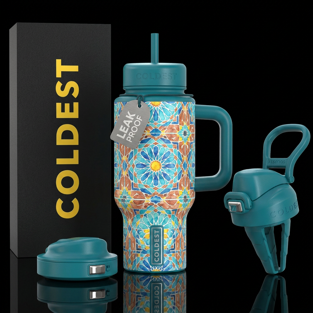 Moroccan,Marrakech, beautiul, vibrant,, watercolor... water bottle design
