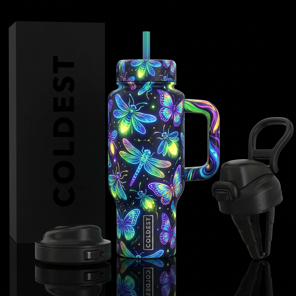 Fire flies, dragonflies, butterflies, beautiul, ma... water bottle design