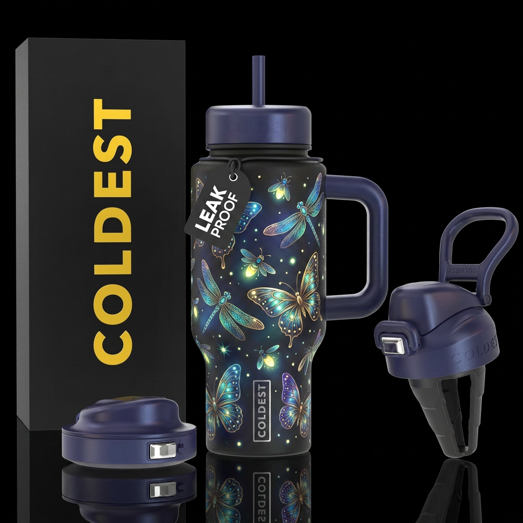 Fire flies, dragonflies, butterflies, beautiul, ma... water bottle design