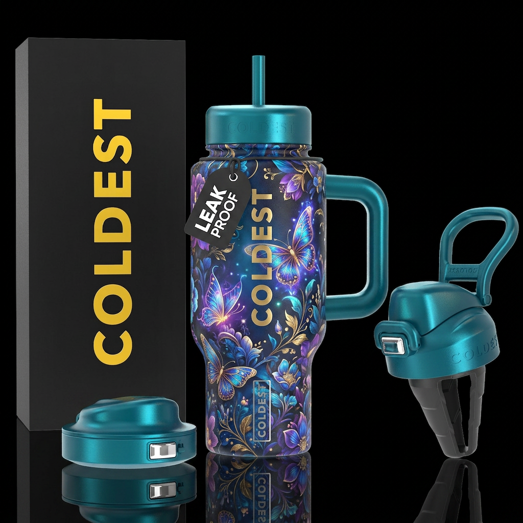 captivating, floral fairytale, vibrant, beautiul, ... water bottle design