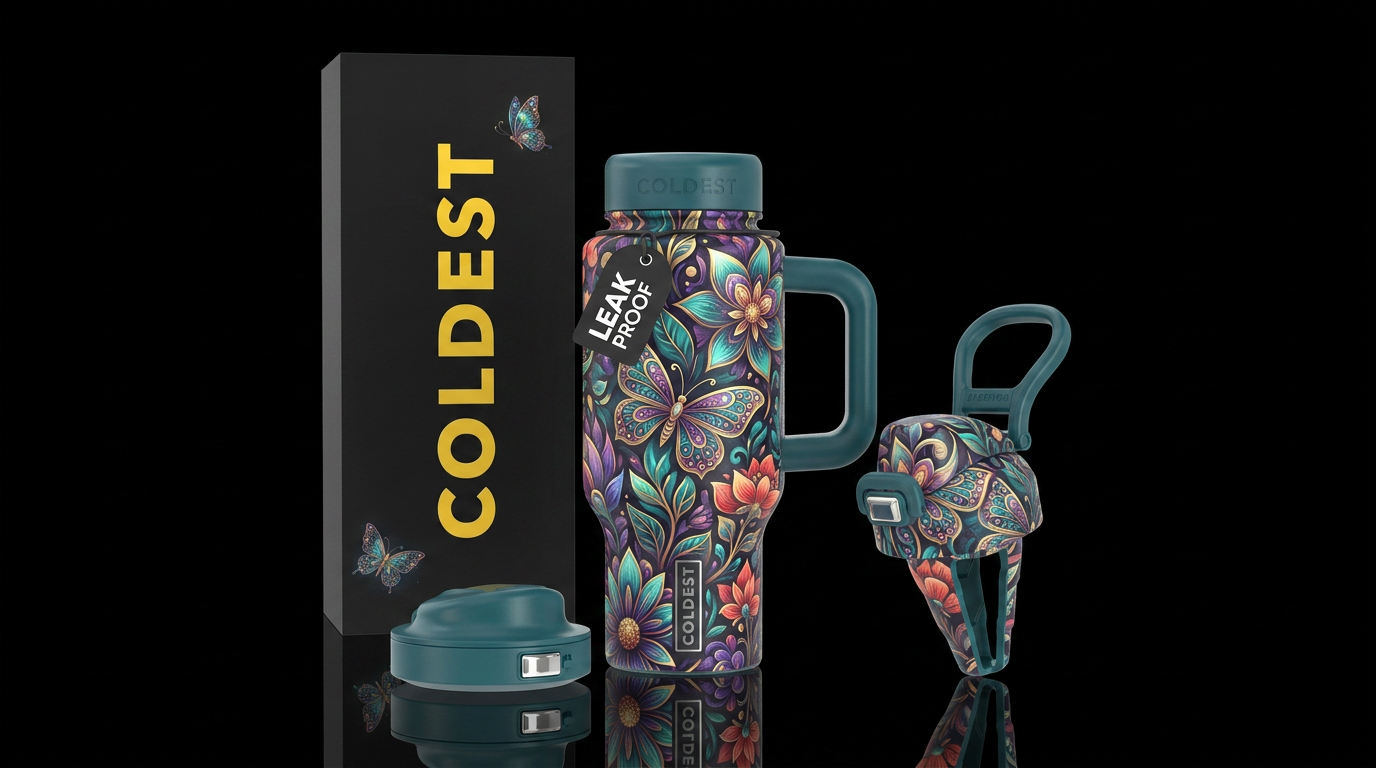 captivating, floral fairytale, vibrant, beautiul, ... water bottle design