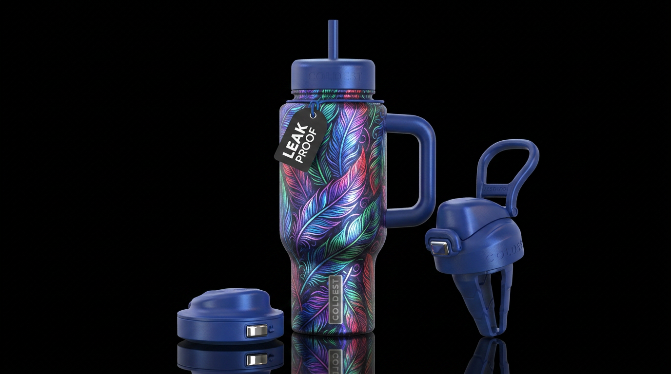 shimmer, feathers, stylistic, inbued, vibrant, tat... water bottle design