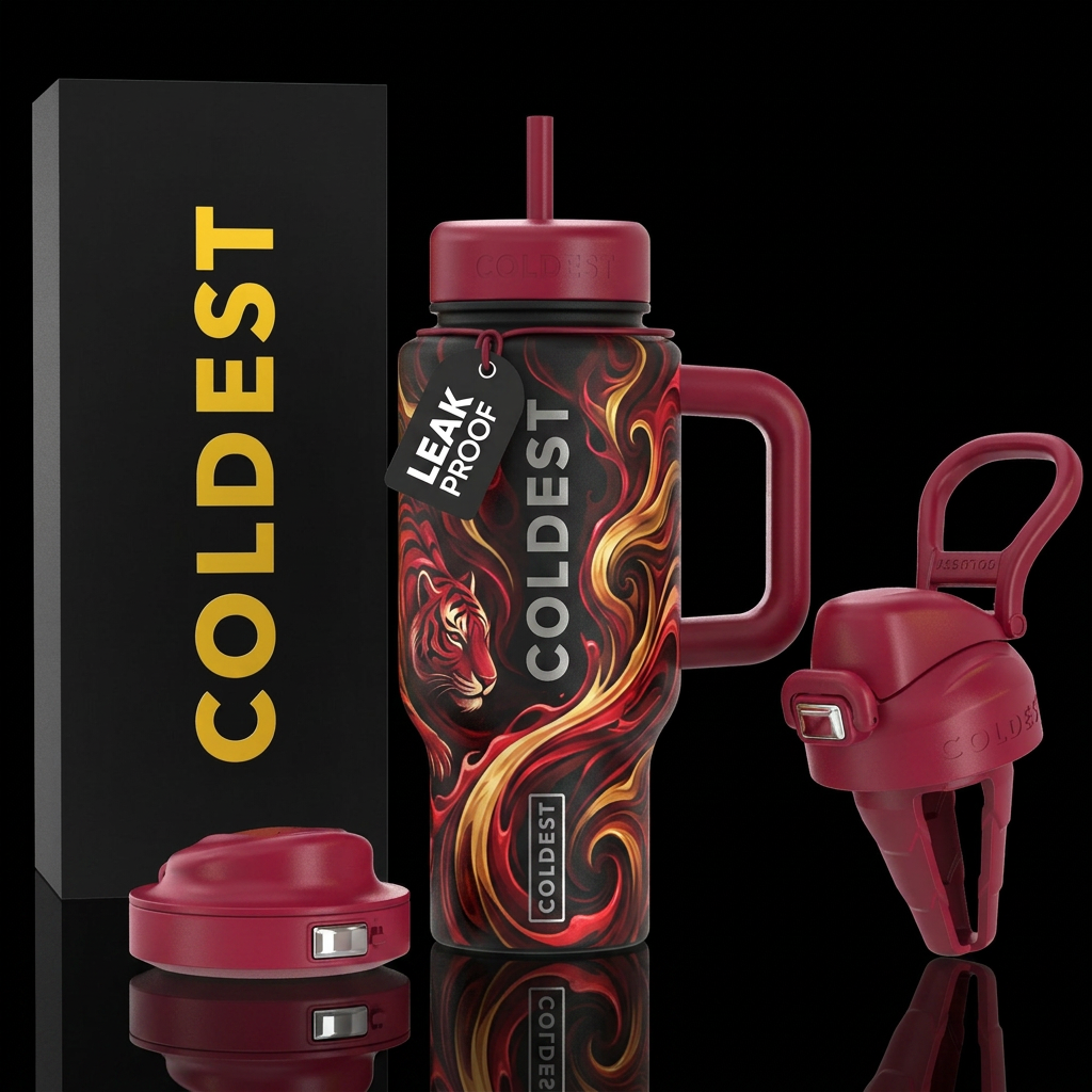 Tigersblood inbued, vibrant,stylistic, modern, dar... water bottle design