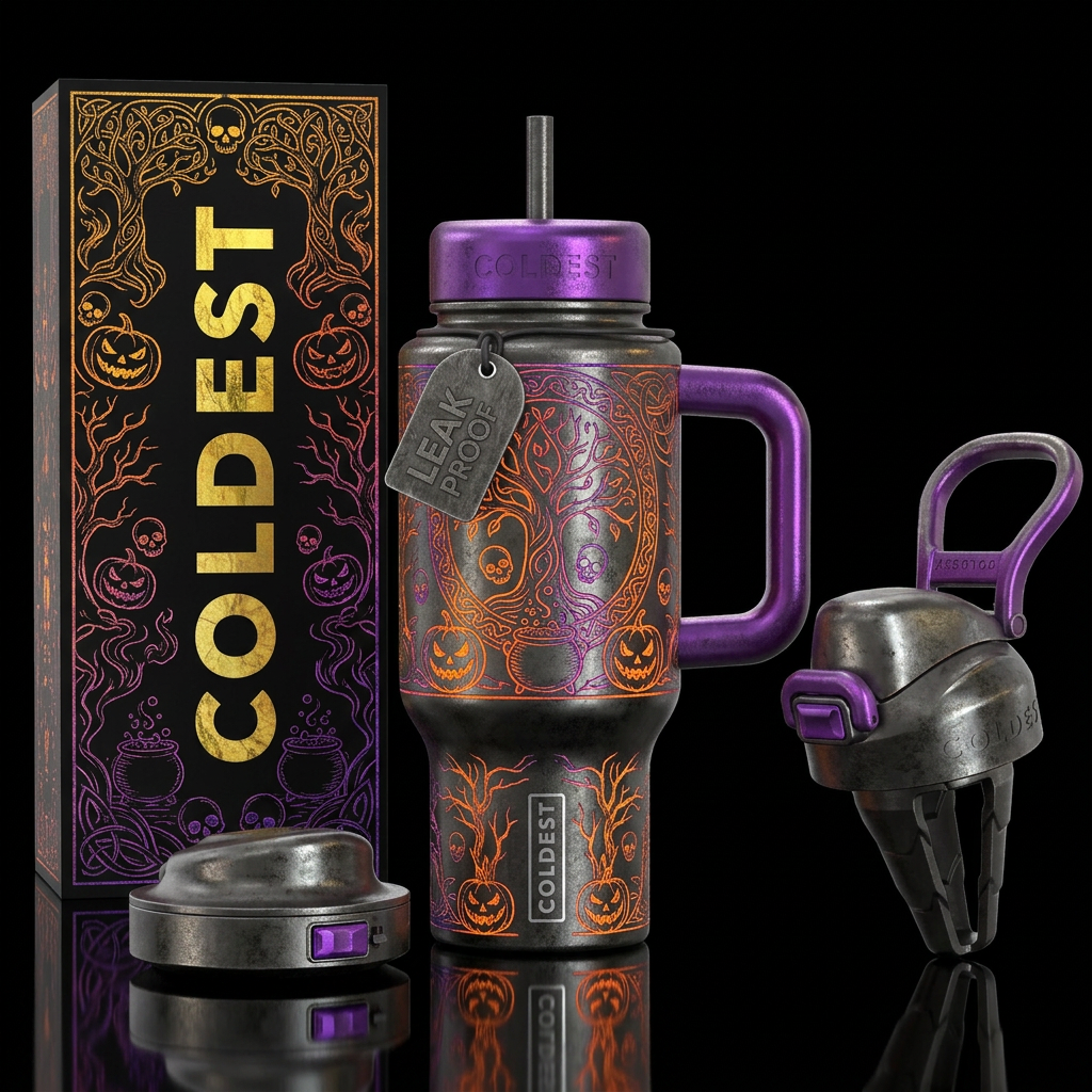 classical, halloween, inbued, magic, stylistic, ru... water bottle design