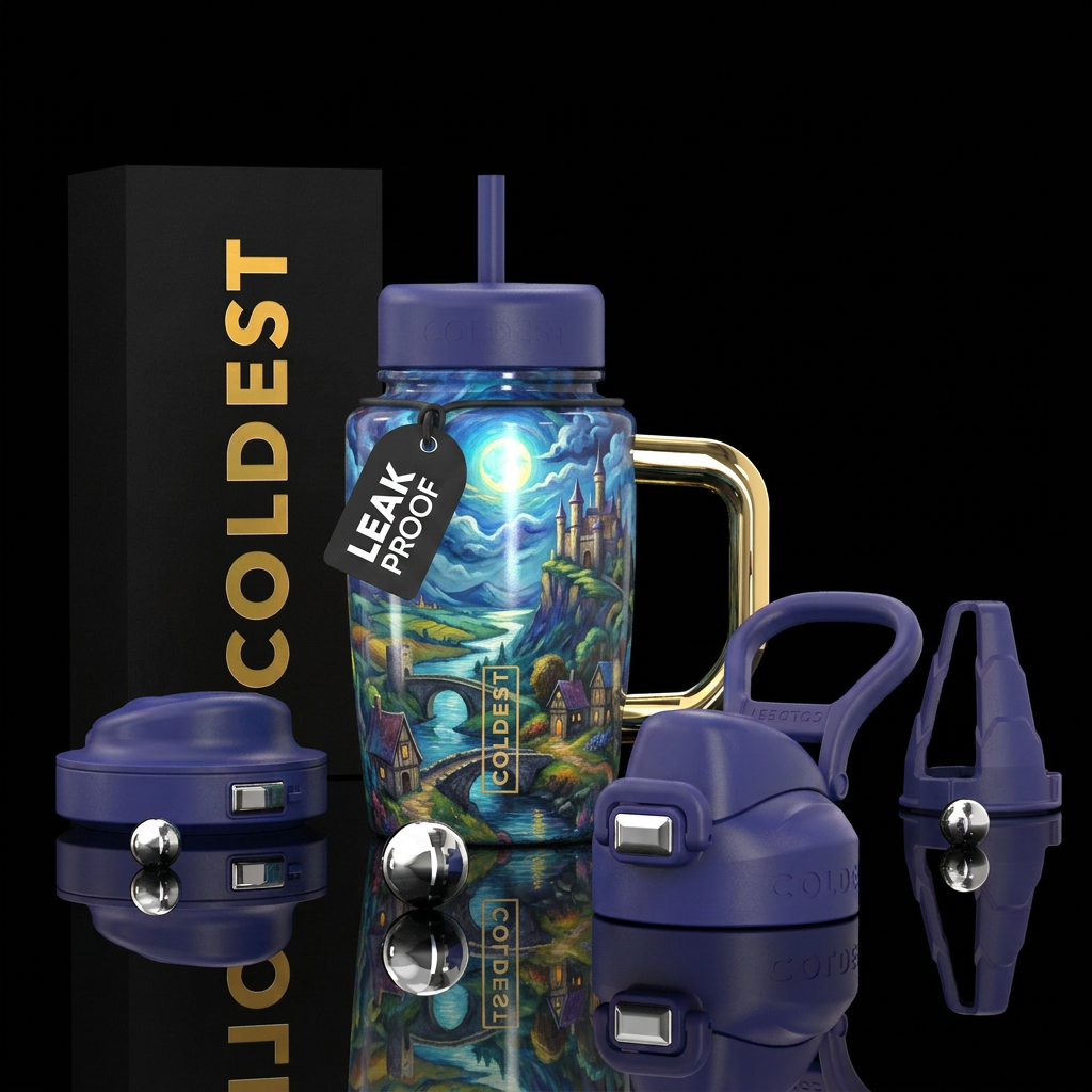 european, oil painted, watercolor, artistic, styli... water bottle design