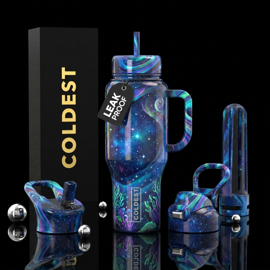 Caribbean nights, beautiul, vibrant, magical, inbu... water bottle design