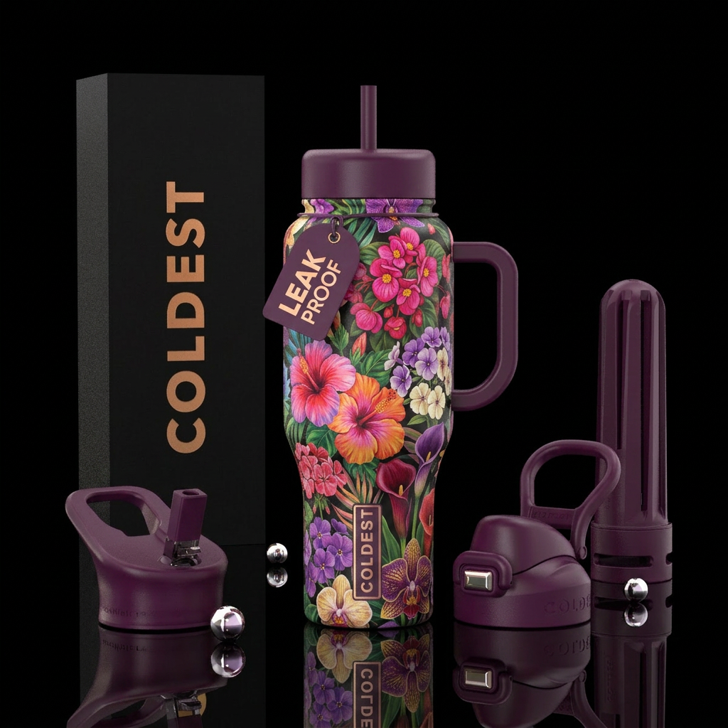 Begonias,geraniums,hibiscus,phlox,calla lilies and... water bottle design