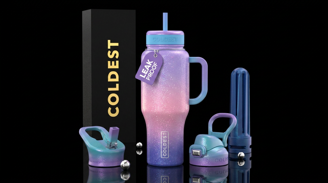 Sparkly pastel purples,pinks,blues ombre unicorn d... water bottle design