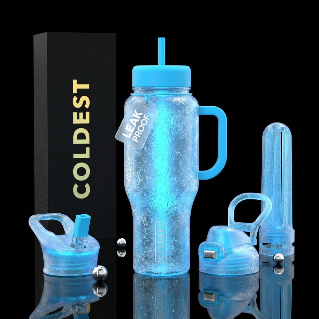 Frost bit, glowie, modern, stylistic, inbued, spar... water bottle design