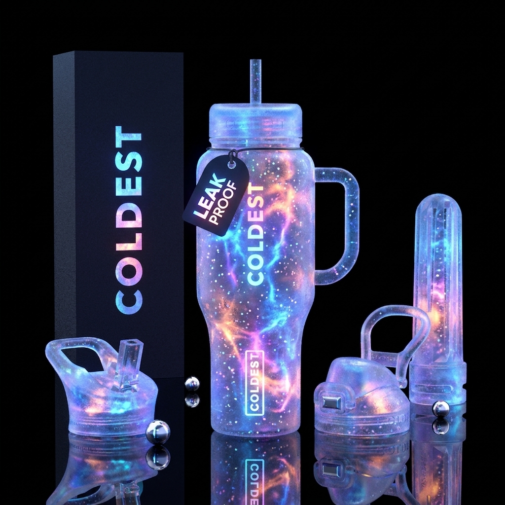 Frost bit, glowie, modern, stylistic, inbued, spar... water bottle design