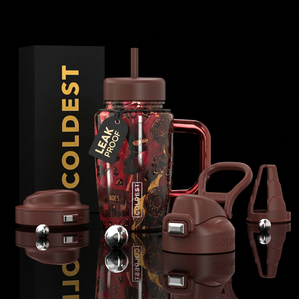 The Simpsons cartoon, vibrant, modern, luxurious, ... water bottle design