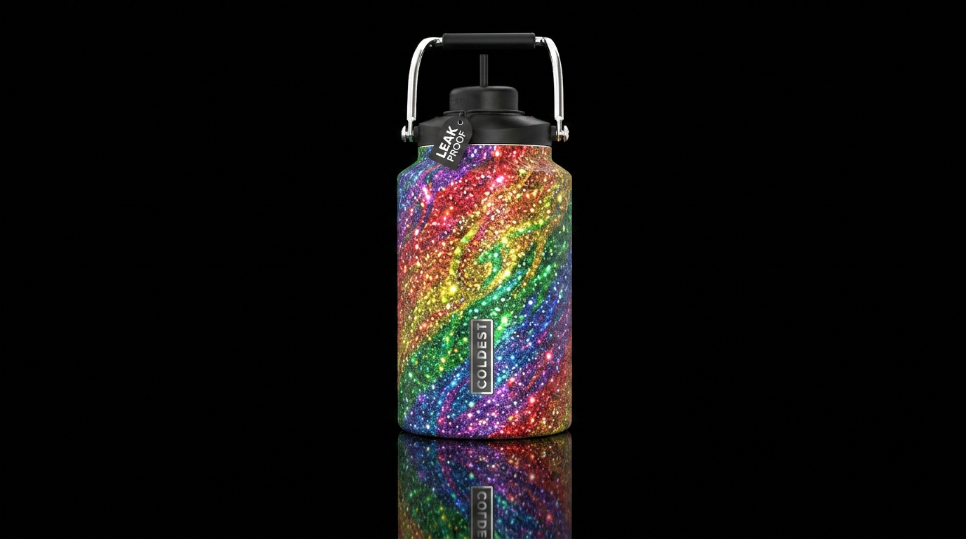 Gay Pride inbued,beautiul, vibrant, sparkly, magic... water bottle design