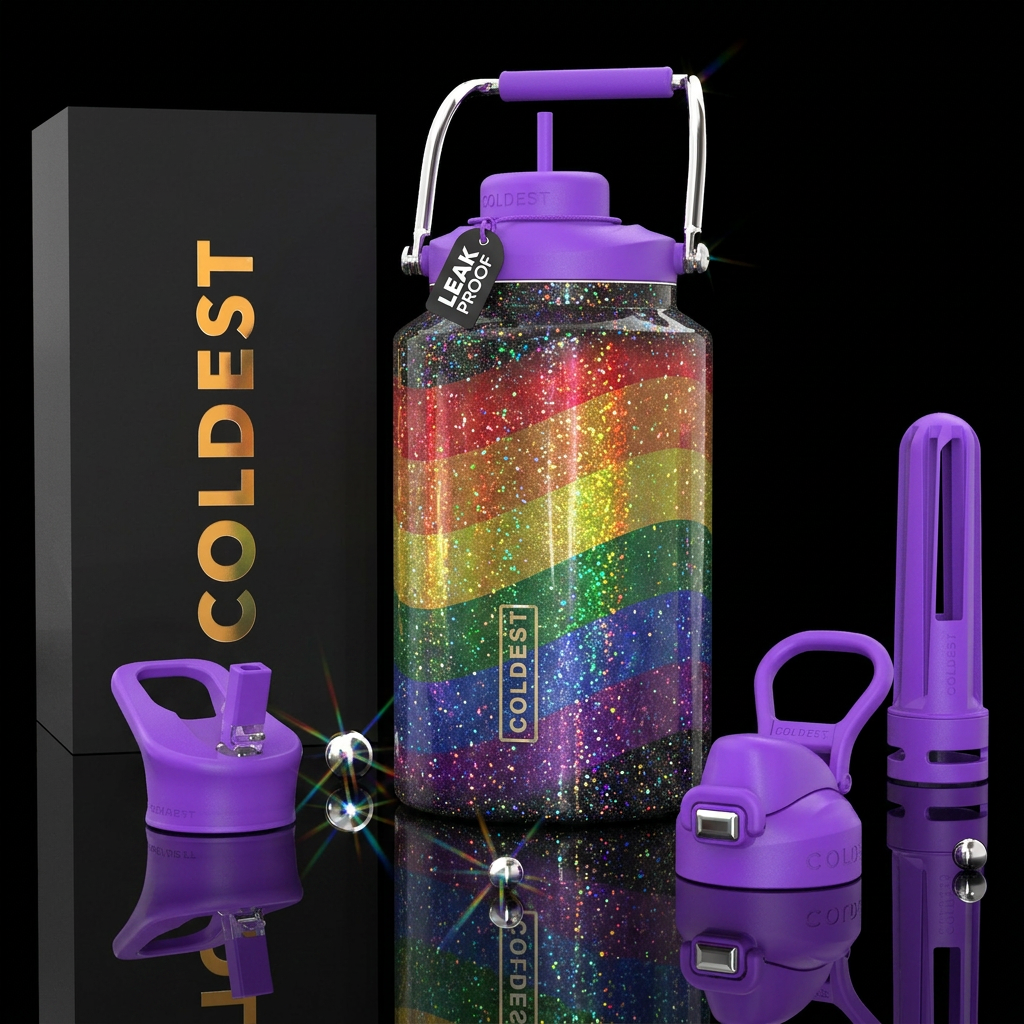 Gay Pride inbued,beautiul, vibrant, sparkly, magic... water bottle design