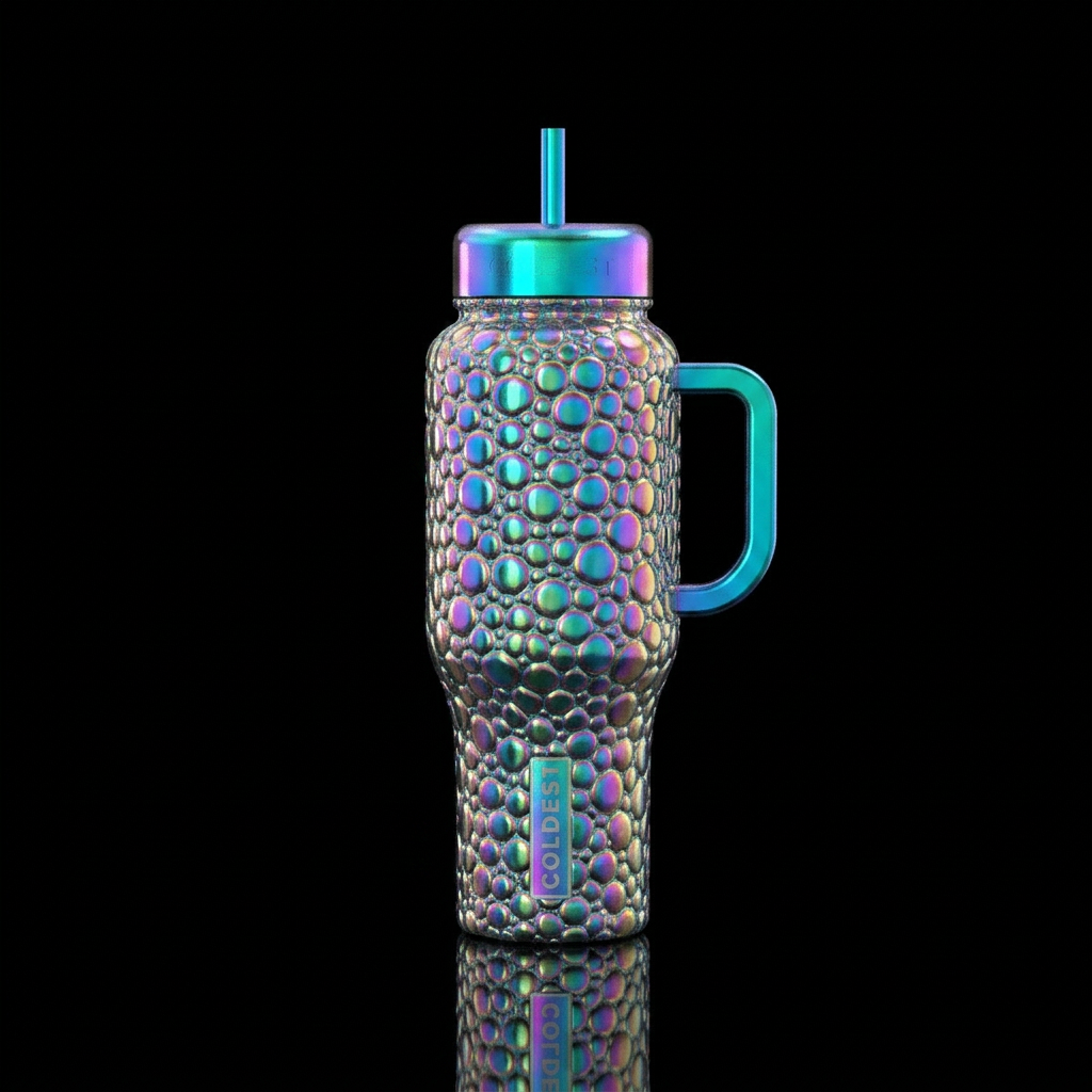 Irridescent bubbles shiny colorful, captivating,me... water bottle design