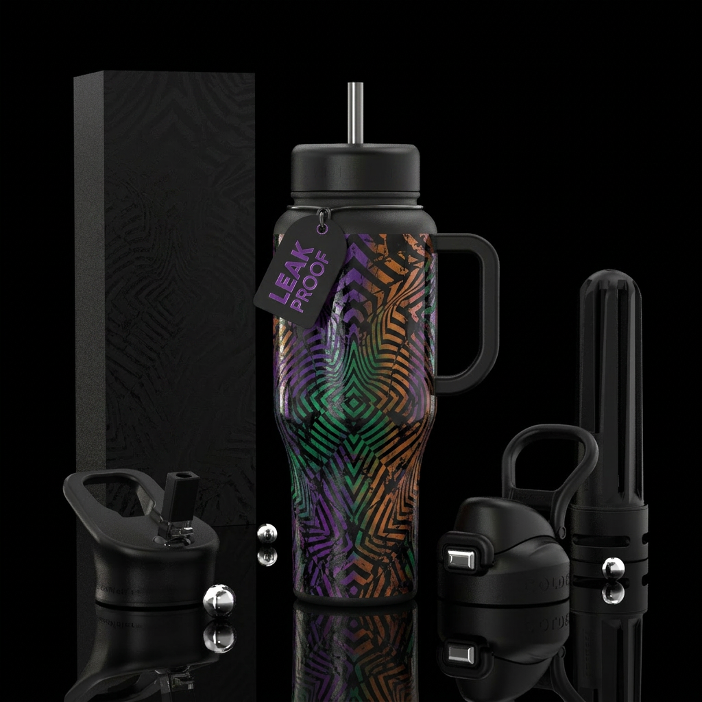 distressed, modern, op art, luxurious, stylistic, ... water bottle design
