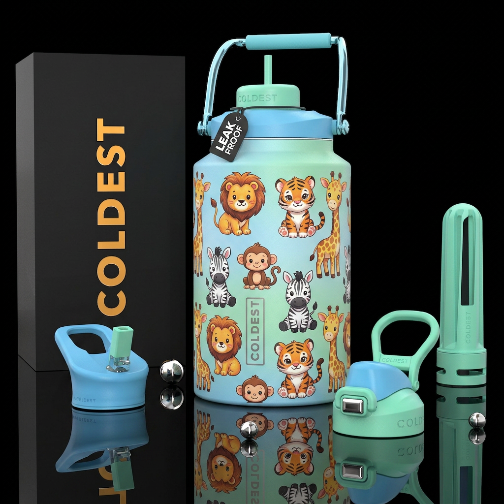 Baby lions,baby tigers, baby giraffes, baby zebras... water bottle design