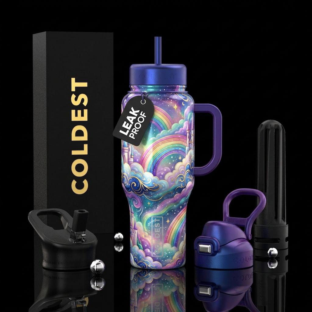 Somewhere over the rainbow, fantasy, beautiul, vib... water bottle design