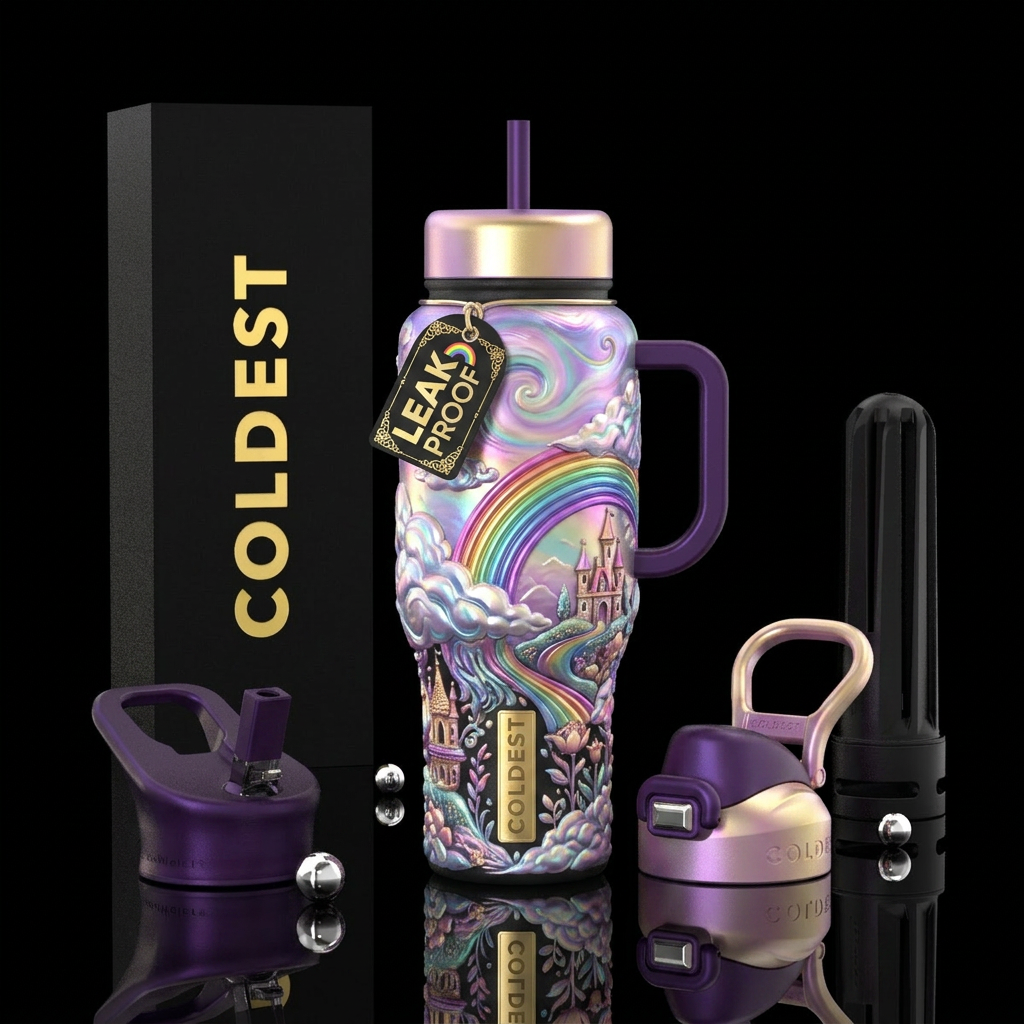 Somewhere over the rainbow, fantasy, beautiul, vib... water bottle design