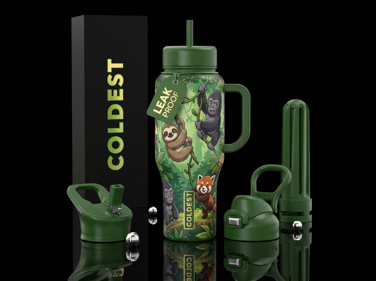 Baby sloths, baby gorillas and baby red panda bein... water bottle design