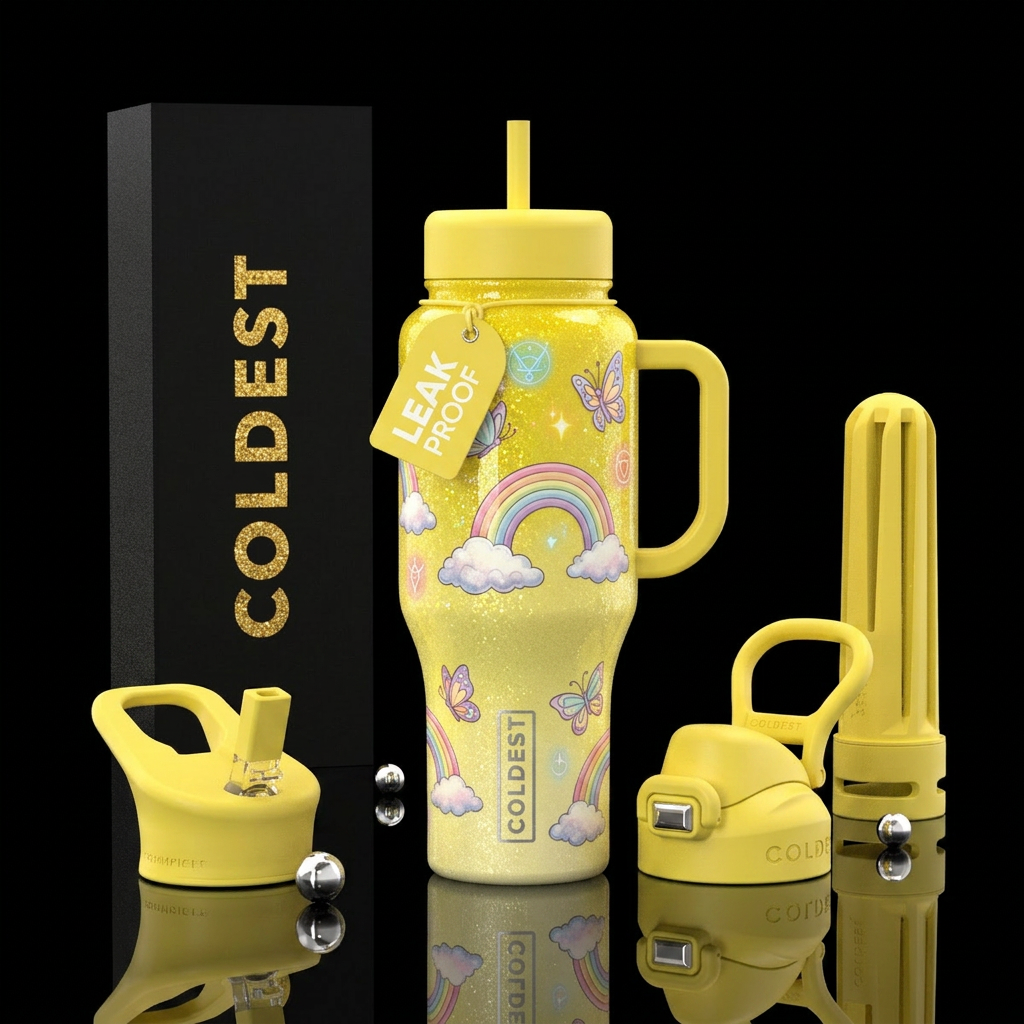 Butter yellow and pineapple yellow intermingled, s... water bottle design