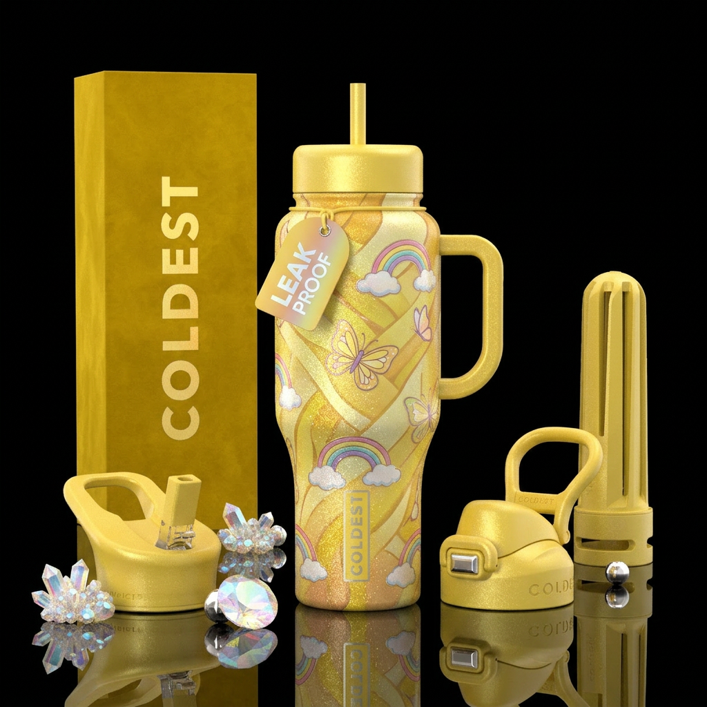 Butter yellow and pineapple yellow intermingled, s... water bottle design