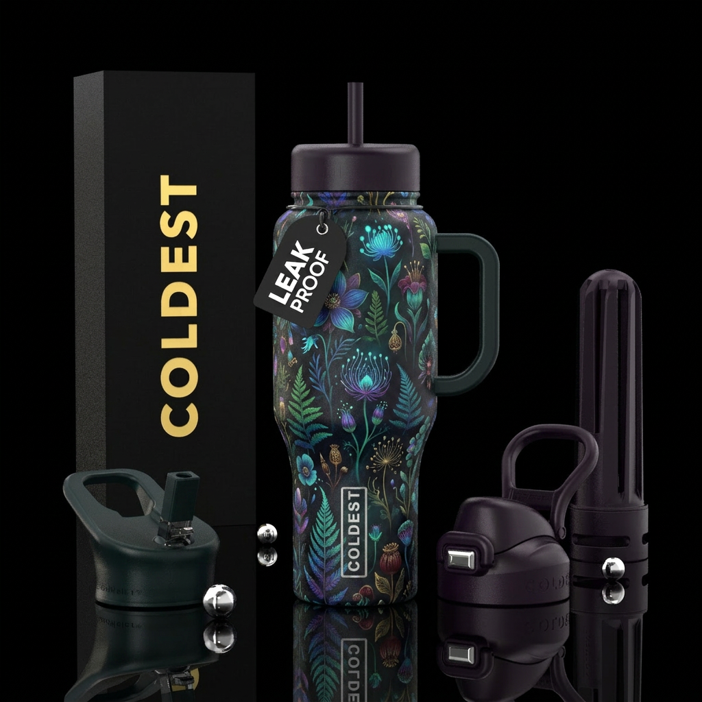 wildflowers, vibrant, magical, fantasy, beautiul, ... water bottle design