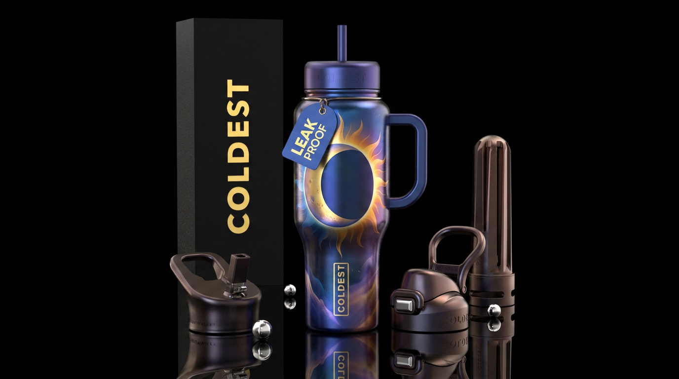 Solar and lunar eclipse intermingled,inbued,vibran... water bottle design