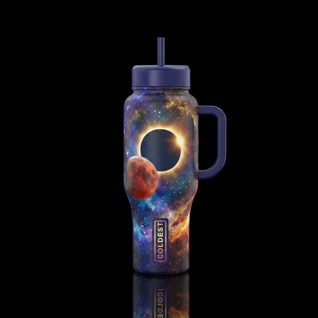 Solar and lunar eclipse intermingled,inbued,vibran... water bottle design