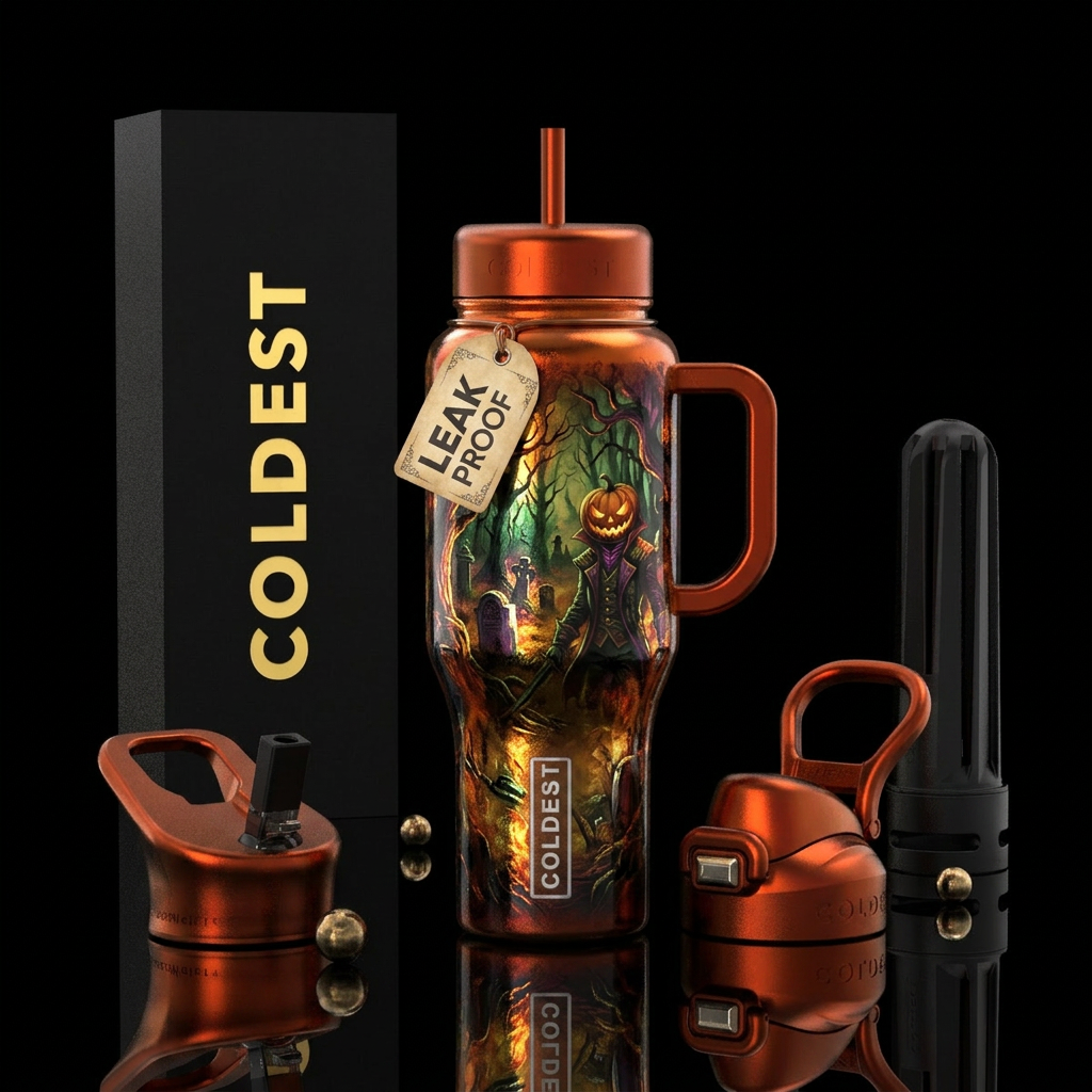 Sleepy Hollow inbued, fantasy, scary, vibrant, rus... water bottle design