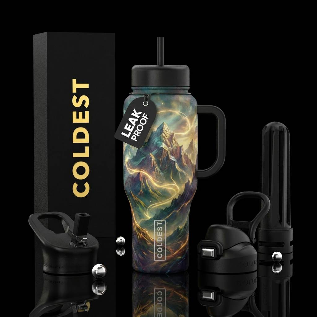 Magical enchanted mountains,beautiful,fantasy,mode... water bottle design