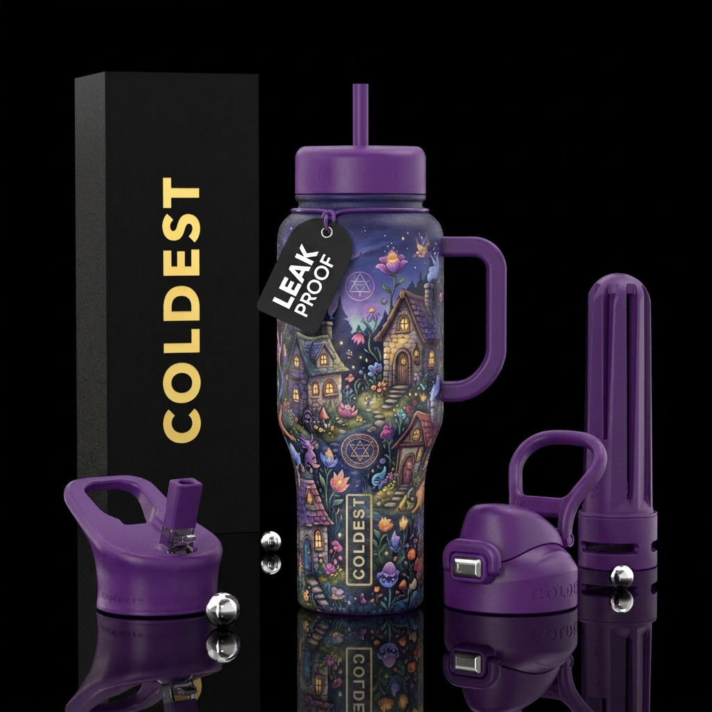 bohemian, vibrant, magical, fantasy, whimsical, lu... water bottle design
