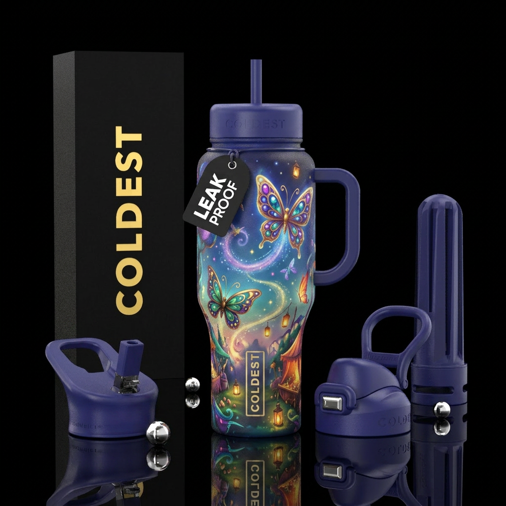butterfly, festival, vibrant, magical, beautiul, w... water bottle design