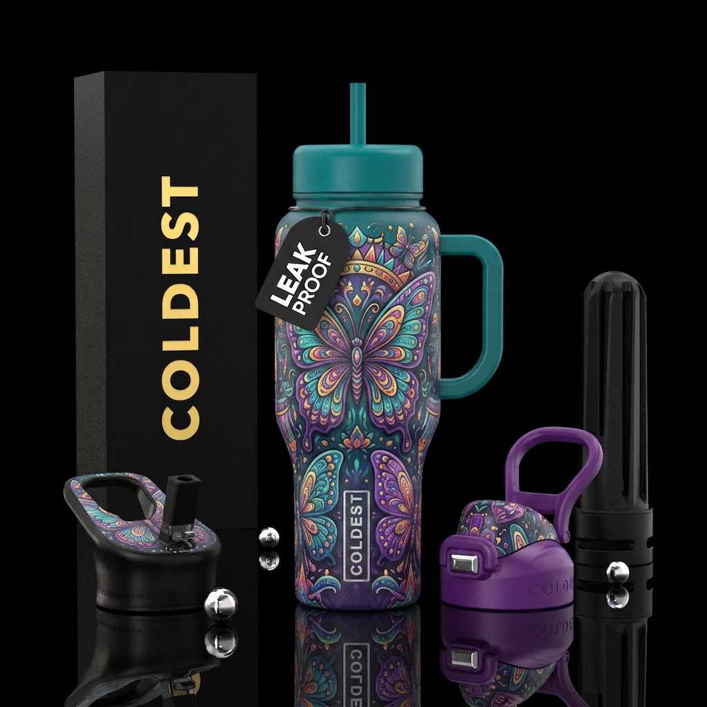 butterfly, festival, vibrant, magical, beautiul, w... water bottle design