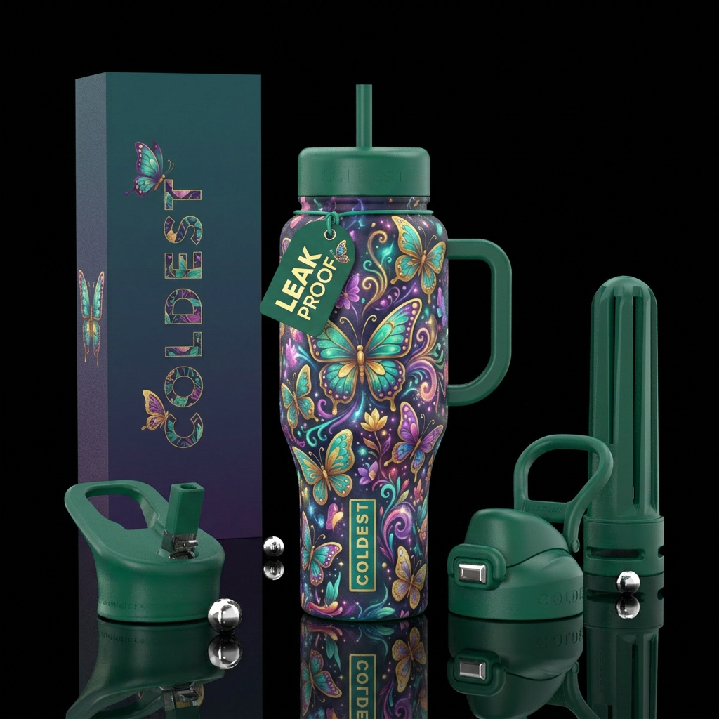 butterfly, festival, vibrant, magical, beautiul, w... water bottle design