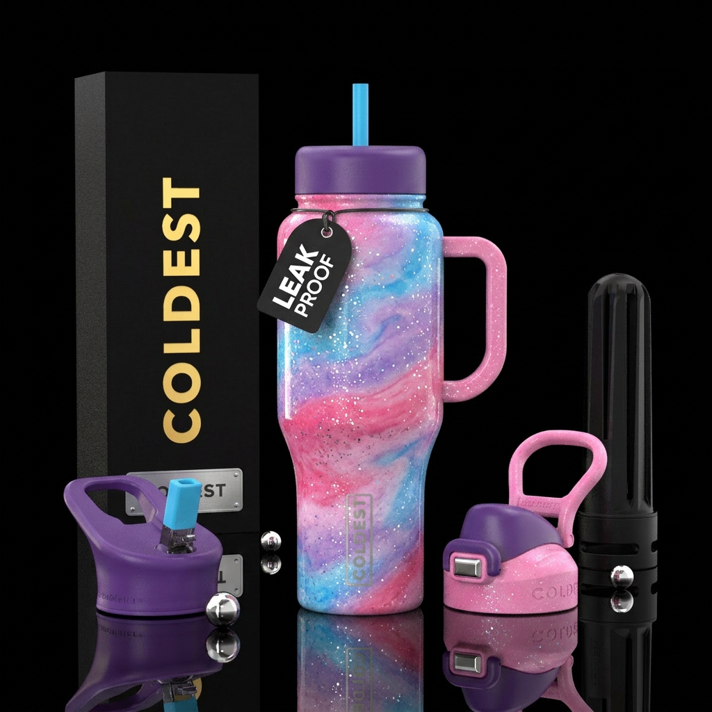 Cotton candy dreams ombre swirled, sparkly, vibran... water bottle design