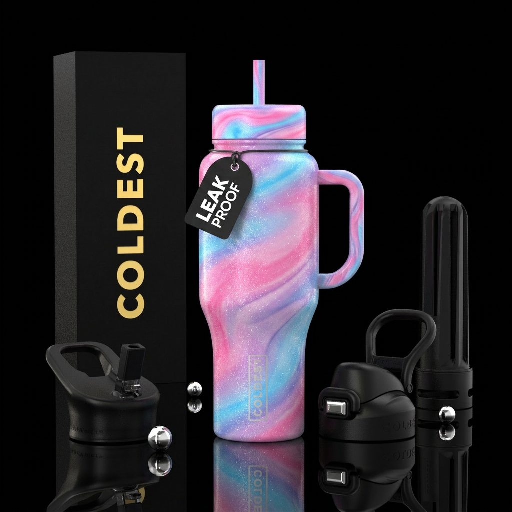 Cotton candy dreams ombre swirled, sparkly, vibran... water bottle design