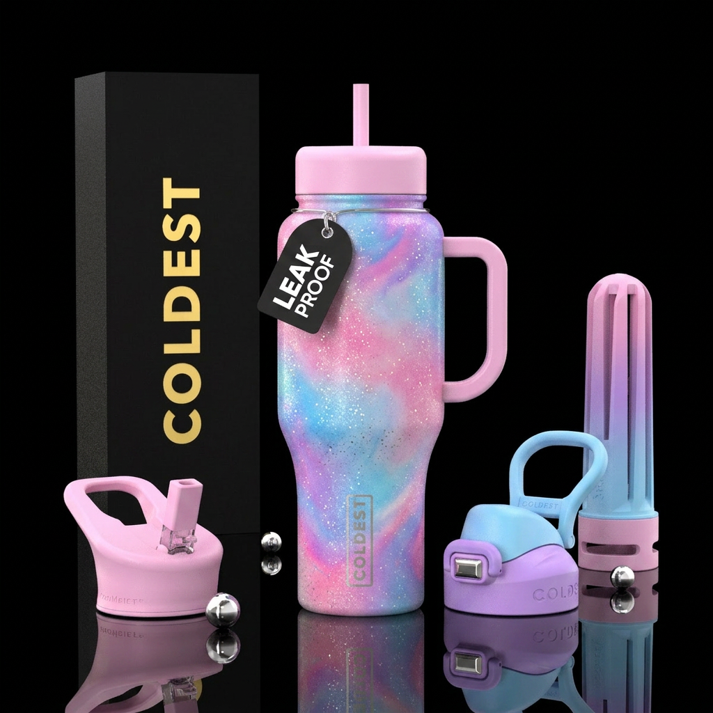 Cotton candy dreams ombre swirled, sparkly, vibran... water bottle design