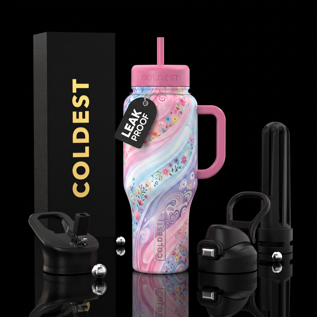 Cotton candy swirled ombred floral summer dress in... water bottle design