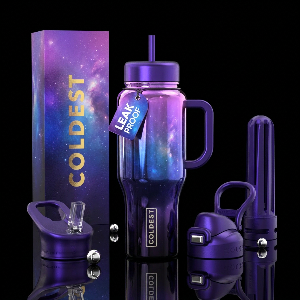 Purple moon reflections nova ombre, vibrant, beaut... water bottle design
