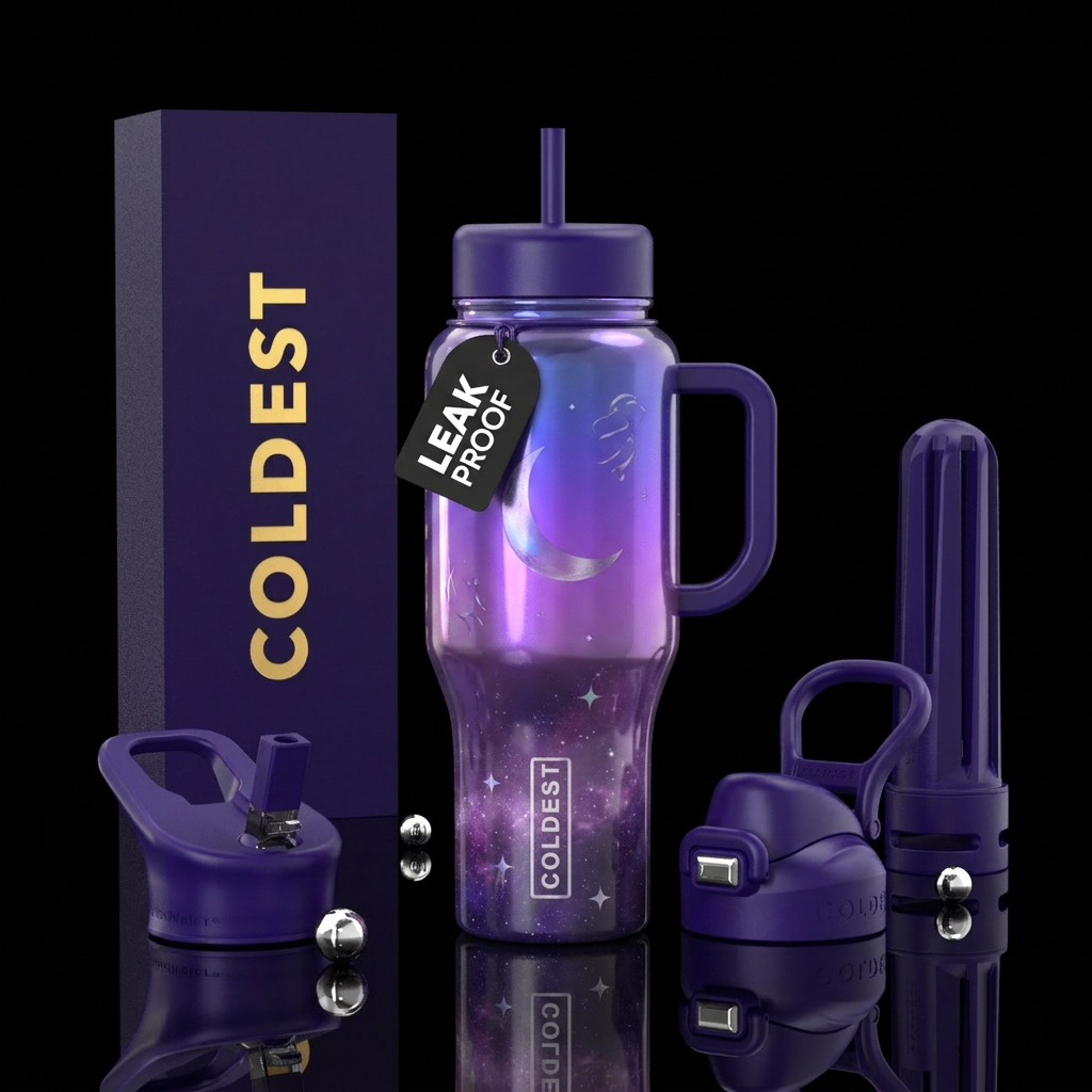 Purple moon reflections nova ombre, vibrant, beaut... water bottle design