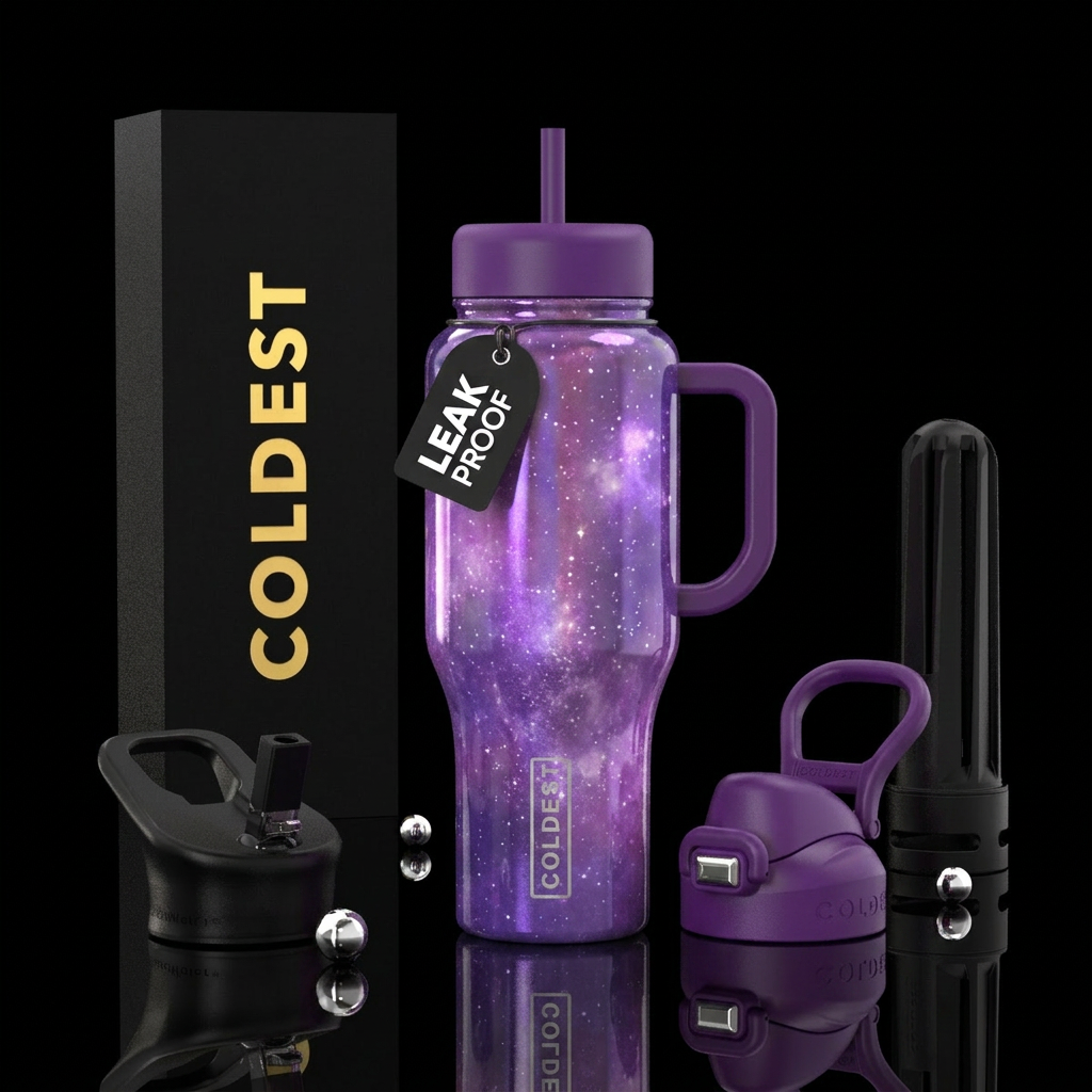 Purple moon reflections nova ombre, vibrant, beaut... water bottle design