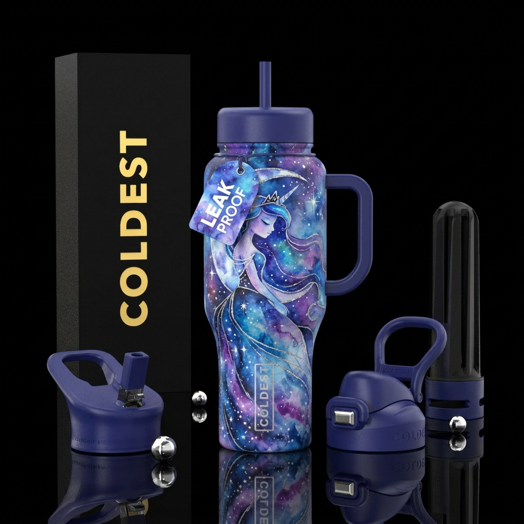 Enchanted princess Luna, beautiul, vibrant, sparkl... water bottle design