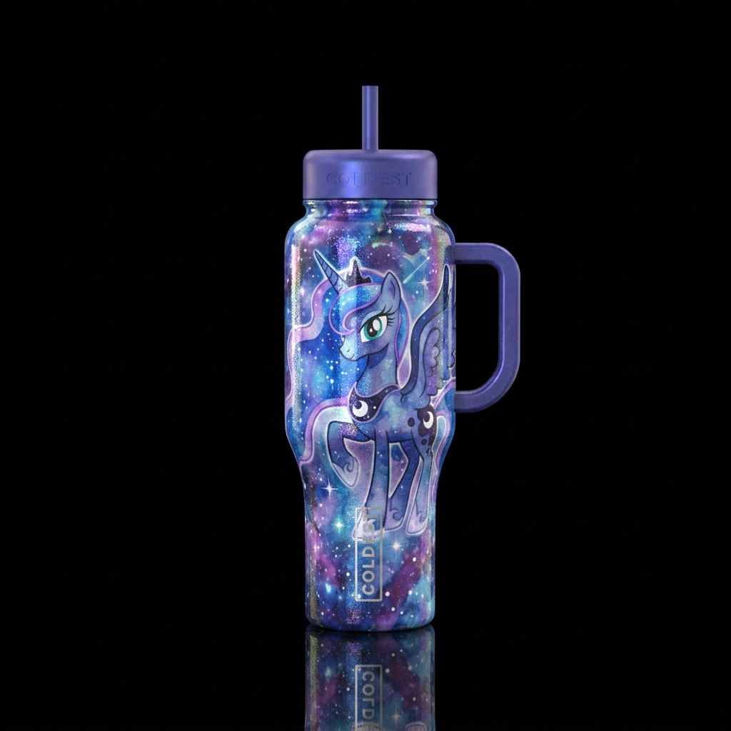 Enchanted princess Luna, beautiul, vibrant, sparkl... water bottle design
