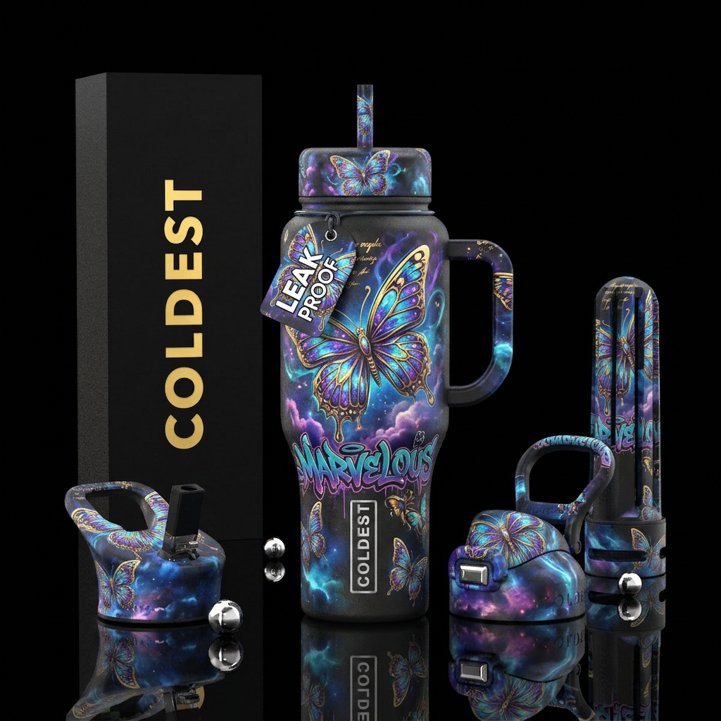 butterfly, graffiti, vibrant, beautiul, fantasy, l... water bottle design